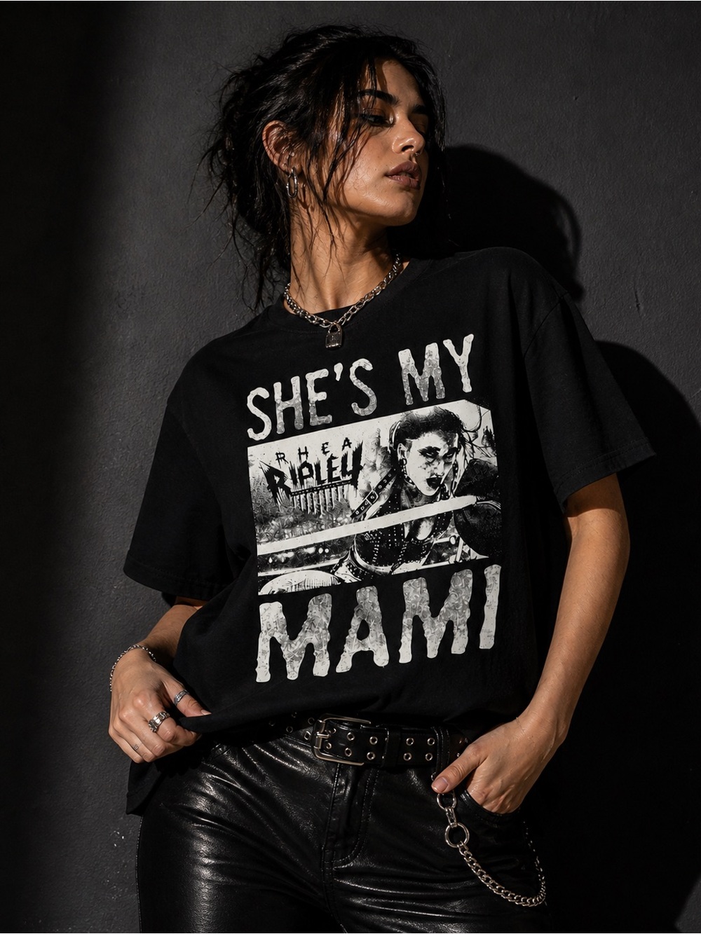 WWE Rhea Ripley Black Graphic Tee Shirt Womens Mens XL Goth Wrestling